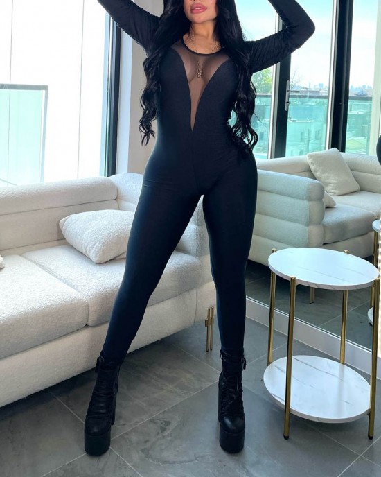 Bakc Open Skinny Long Sleeves Jumpsuit Bakc Open Skinny Long Sleeves Jumpsuit