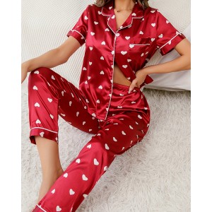 Love Print Short Sleeve Suit