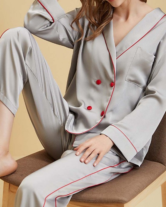 Superior Ice Silk Satin Long Sleeve Home Wear Superior Ice Silk Satin Long Sleeve Home Wear