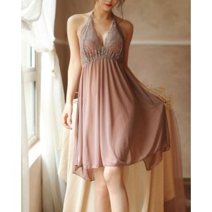 Women's Sexy Lace See-Through Short Skirt Pajamas