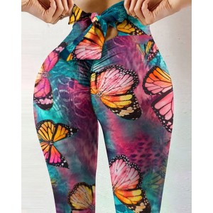 Printed Bow Design Yoga Leggings