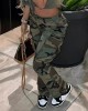 High-Rise Straight-Leg Camouflage Cargo Trousers