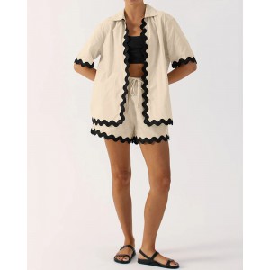 Wavy Colorblock Short Pajama Set