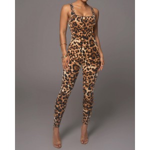 Printed Sleeveless Vest Jumpsuit