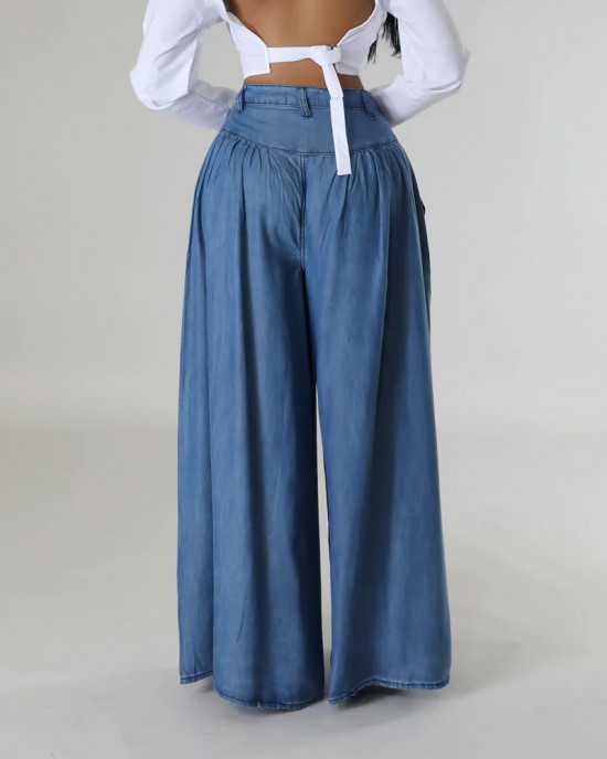 High Waist Zipper Wide Leg Denim Women Pants Jeans Casual Floor Loose Ladies Spring Longs Feminine Skirt Trousers High Waist Zipper Wide Leg Denim Women Pants Jeans Casual Floor Loose Ladies Spring Longs Feminine Skirt Trousers