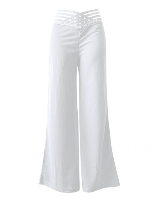 Pants Wide Leg Y2k High Waist Pants Sexy Crisscross Sheer Mesh Office Chic Flared Trousers Spicy Kpop Street Casual Korean Female Pant