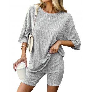 Knit Pajamas 2 Piece Lounge Sets