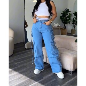 Alphabet Belt Cargo Jeans