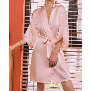 Lace-Up Satin Robe