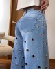Pants Palazzo Eyelets Jeans Pants Palazzo Eyelets Jeans