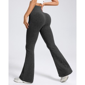 High Waist Ribbed Flared Yoga Pants