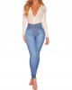 High Waist Hip Lifting Slim Breasted New Stretch Skinny Jeans