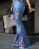 High-Elastic Embroidered Flared Jeans High-Elastic Embroidered Flared Jeans