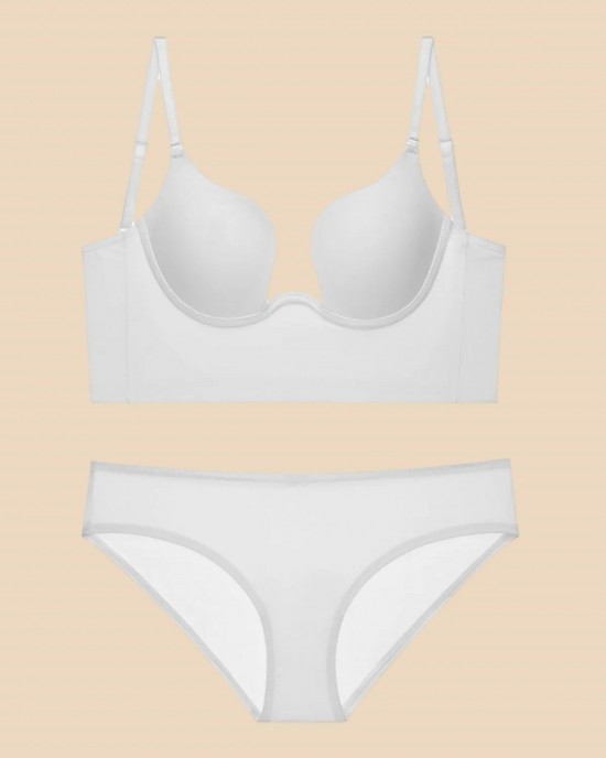 Push Up Low Back Plunge Bra Cleavage-Boosting Light Padding Bra Underwear