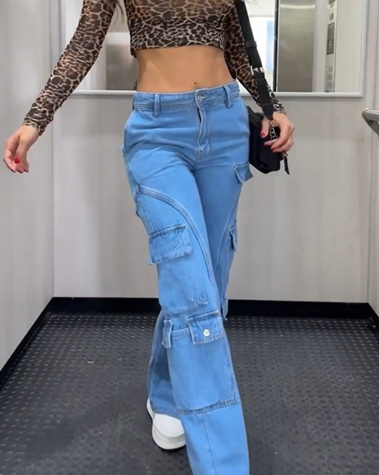 Cargo-Style Wide-Leg Jeans Cargo-Style Wide-Leg Jeans
