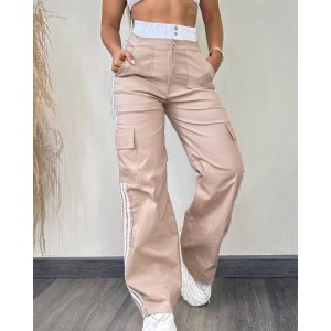 Casual Sportswear Wide-Leg Pants With Webbing