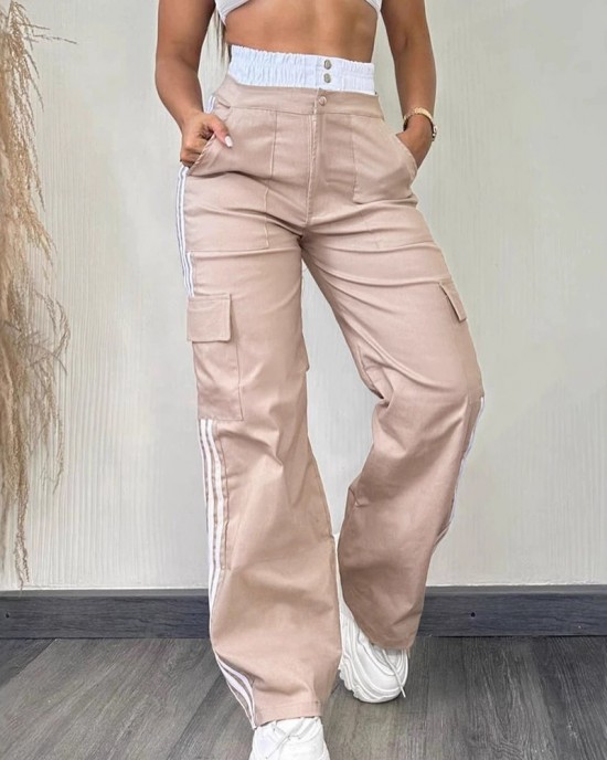 Casual Sportswear Wide-Leg Pants With Webbing Casual Sportswear Wide-Leg Pants With Webbing