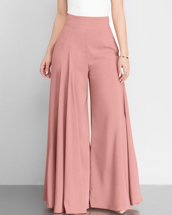 Solid Color High-Waisted Wide-Leg Pants Solid Color High-Waisted Wide-Leg Pants