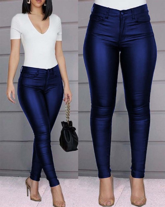 Casual Sexy Solid Color Pu Leather Pants Casual Sexy Solid Color Pu Leather Pants