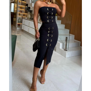 Modern Elegant Riding Top Midi Skirt Set