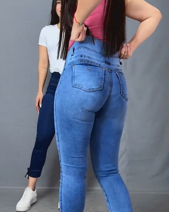 Skinny Jeans With Elastic Waistband Skinny Jeans With Elastic Waistband