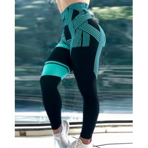 Line Printed Yoga Pants