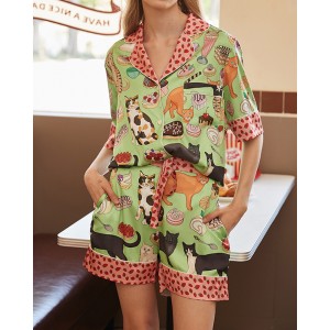 Animal Print Ice Silk Pajama Set