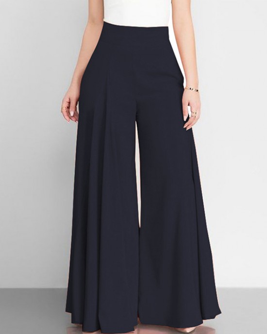 Solid Color High-Waisted Wide-Leg Pants Solid Color High-Waisted Wide-Leg Pants