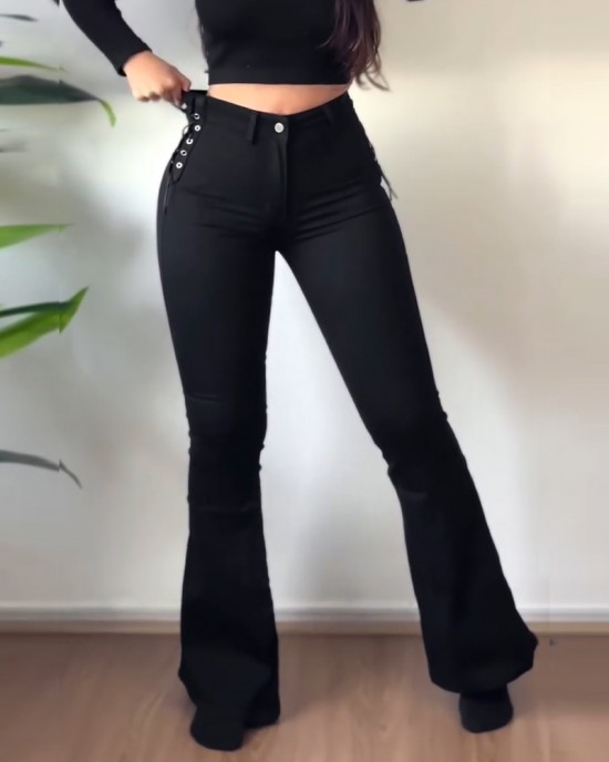 Side Braid Flare Jeans Side Braid Flare Jeans