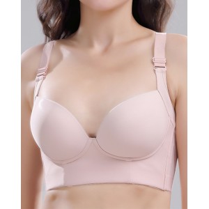 Slim Back Plus Size Bra No Underwire Push-Up Bra 7 Breasted