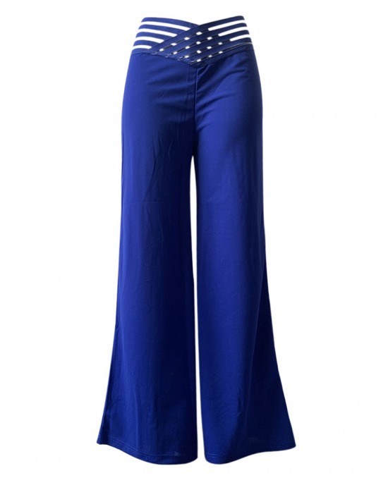Pants Wide Leg Y2k High Waist Pants Sexy Crisscross Sheer Mesh Office Chic Flared Trousers Spicy Kpop Street Casual Korean Female Pant