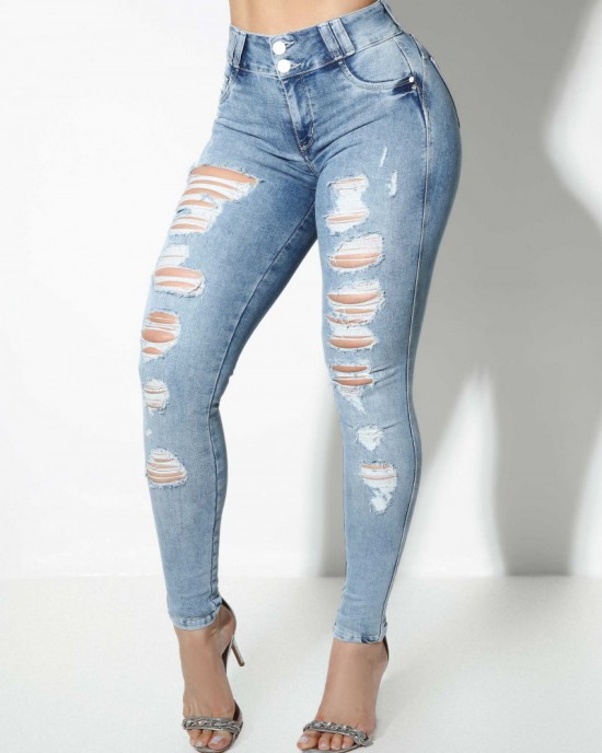 High-Waisted Ripped Skinny Jeans High-Waisted Ripped Skinny Jeans