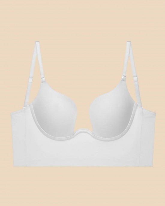 Push Up Low Back Plunge Bra Cleavage-Boosting Light Padding Bra Underwear
