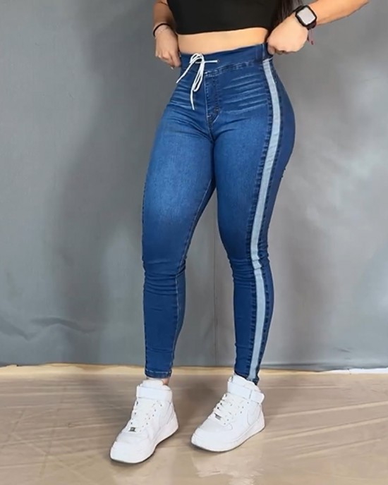 Lace-Up Skinny Casual Jeans