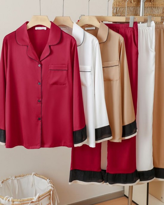 Ice Silk Cool Thin Home Pajamas Set Ice Silk Cool Thin Home Pajamas Set