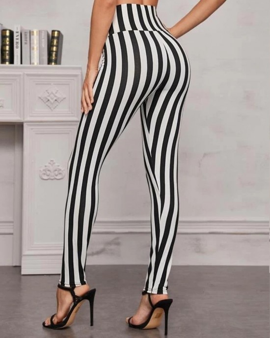 Striped High Waist Yoga Pants Leggings Striped High Waist Yoga Pants Leggings