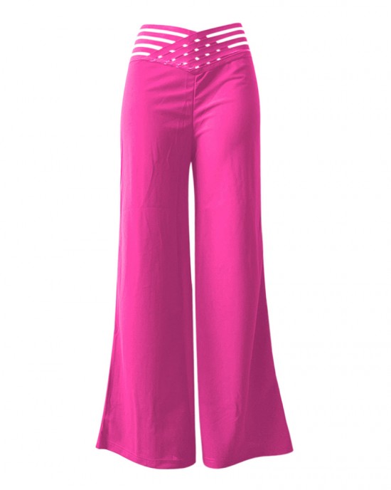Pants Wide Leg Y2k High Waist Pants Sexy Crisscross Sheer Mesh Office Chic Flared Trousers Spicy Kpop Street Casual Korean Female Pant
