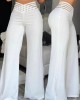 Pants Wide Leg Y2k High Waist Pants Sexy Crisscross Sheer Mesh Office Chic Flared Trousers Spicy Kpop Street Casual Korean Female Pant