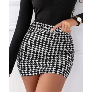 Houndstooth Hip Skirt
