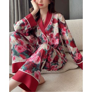 Ice Silk Printed Casual Pajamas