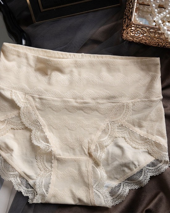 Anti-Bacterial Crotch Mid-Waist-Tuck Lace Panties Anti-Bacterial Crotch Mid-Waist-Tuck Lace Panties