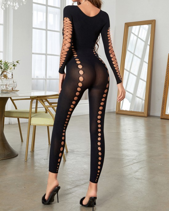Jacquard Hollow Slim Jumpsuit Jacquard Hollow Slim Jumpsuit