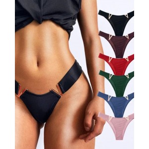 Female V Letter Solid Color Underwear
