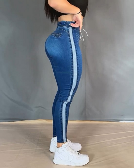 Lace-Up Skinny Casual Jeans