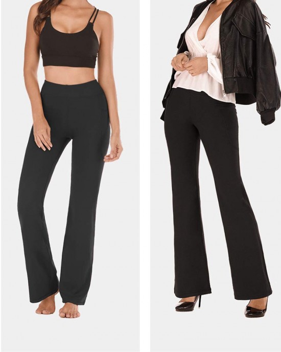 High Waisted Elastic Tummy Control Flared Yoga Pants High Waisted Elastic Tummy Control Flared Yoga Pants