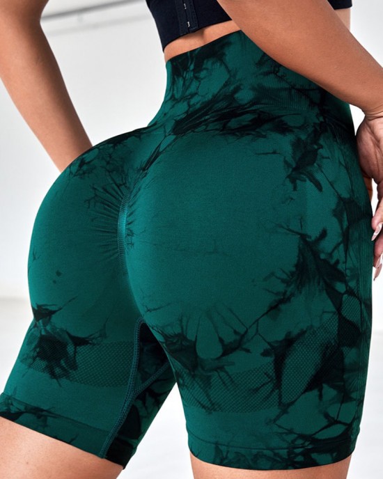 High-Waisted Hip-Lifting Tie-Dye Three-Quarter Yoga Pants