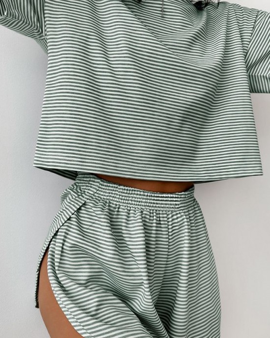 Striped Short Sleeve Two-Piece PJs