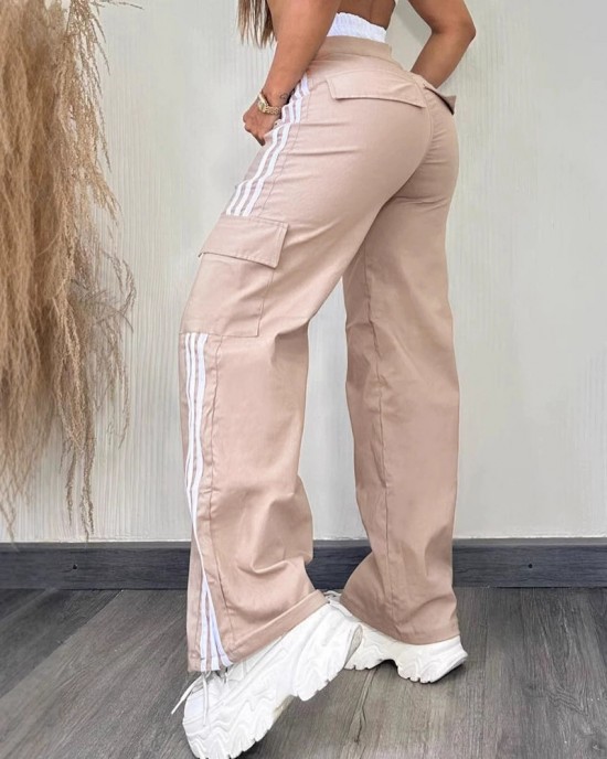 Casual Sportswear Wide-Leg Pants With Webbing Casual Sportswear Wide-Leg Pants With Webbing