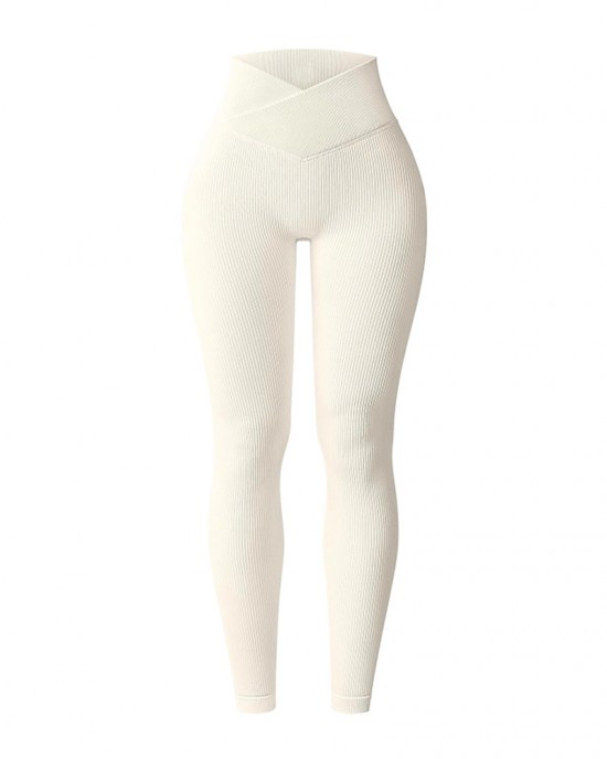 Cross-Waist Ribbed Yoga Pants Cross-Waist Ribbed Yoga Pants