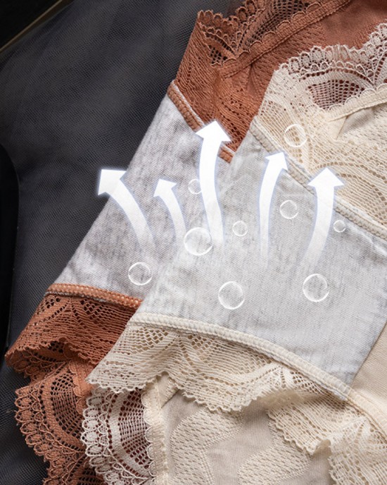 Anti-Bacterial Crotch Mid-Waist-Tuck Lace Panties Anti-Bacterial Crotch Mid-Waist-Tuck Lace Panties